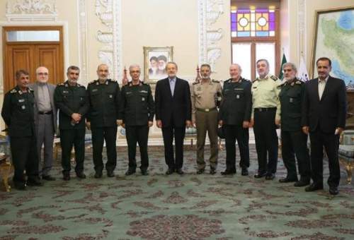 دیدار فرماندهان ارشد نیروهای مسلح با علی لاریجانی