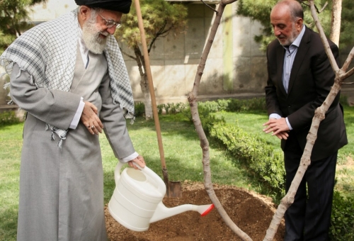 کاشت نهال در هفته منابع طبیعی توسط رهبر معظم انقلاب