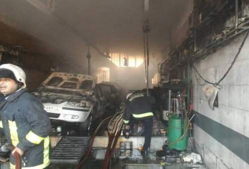 آتش‌سوزی در کارگاه تعمیر خودرو در قم