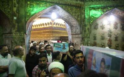 پیکر مطهر ۸ شهید تجاوزات اخیر رژیم صهیونیستی در قم تشییع شد